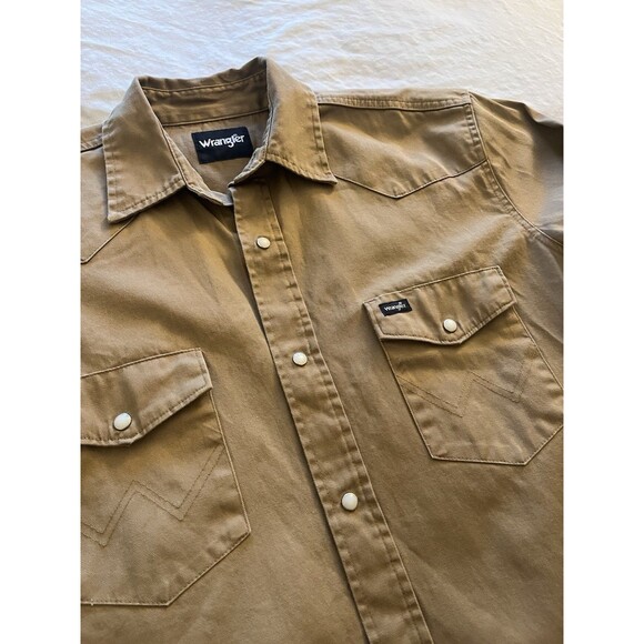 Wrangler Distressed Pearl Snap Brushpopper Heavy Duty Canvas Grunge Size L Tall - Picture 4 of 16